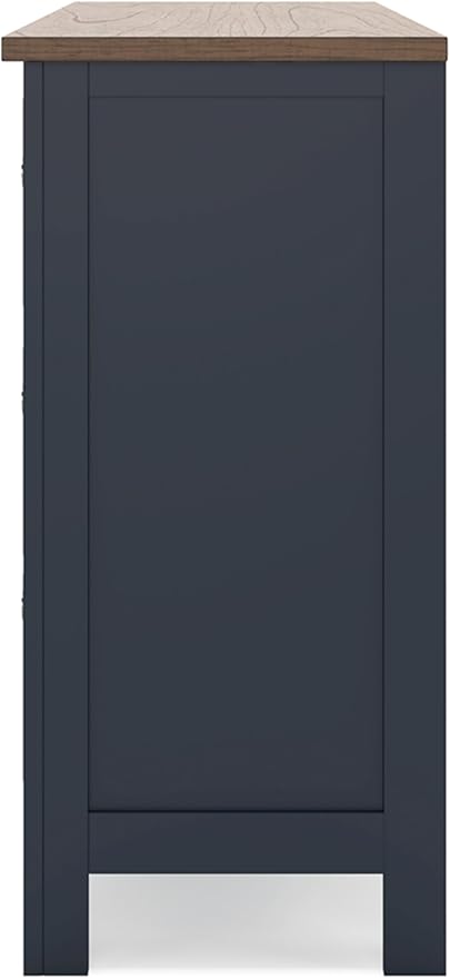 Signature Design by Ashley Landocken Shaker 6-Drawer Dresser with Metal Knobs, Light Brown & Blue