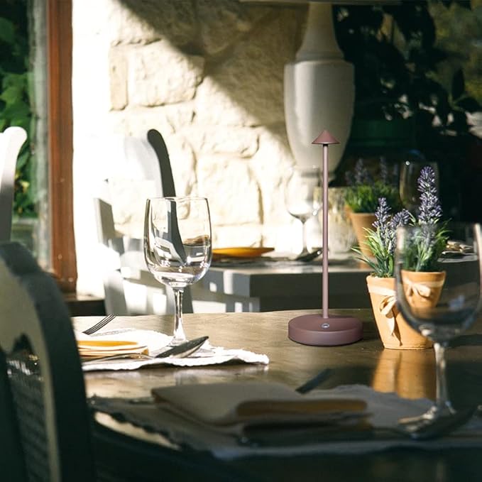 2 PACK Cordless Lamps,Battery Rechargeable Table Lamp,Portable Lamps,2 Level Brightness Dimmable Night Light,Minimalist Design,Cordless Table Lamps for Living Room/Restaurant/Couple Dinner(Rust)