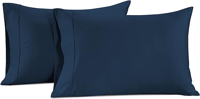 LANE LINEN Pillow Case Covers King Set of 2 100% Egyptian Cotton Sateen Soft Cool & Smooth 1000 Thread Count Cases - Denim
