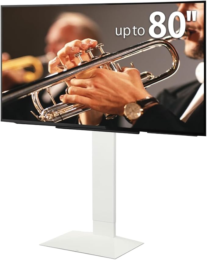 WALL V3 High Type | Sleek 32-80 Inch Universal Ultra Thin TV Stand | Satin White | for Living Room and Bedroom, Space Saving, Adjustable Mount, No Drill, Japan-Engineered Design