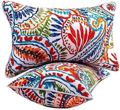 Outdoor Lumbar Pillows - Decorative Pillows with Insert Included Set of 2 Outdoor Pillows for Patio Furniture 12x20 Inch