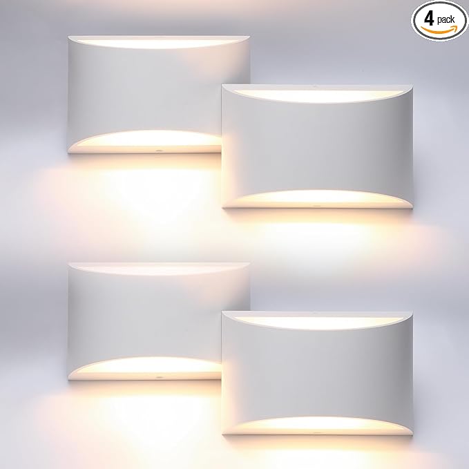 Aipsun 4 Pack Aluminum Modern Indoor LED Wall Sconce Hardwired Interior Wall Lights Up and Down Wall Mount Light for Living Room Bedroom Corridor Conservatory Warm White 3000K(with G9 Bulbs)