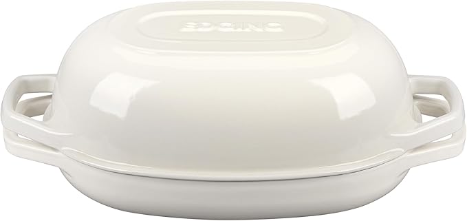 Enameled Cast Iron Dutch Oven Pot with Lid, Oval Dutch Oven for Bread Baking, Bread Oven for Homemade Sourdough Bread Baking, 5qt, White