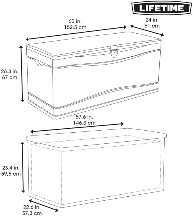 LIFETIME 60298 Heavy Duty Outdoor Storage Deck Box, 130 Gallon, Gray