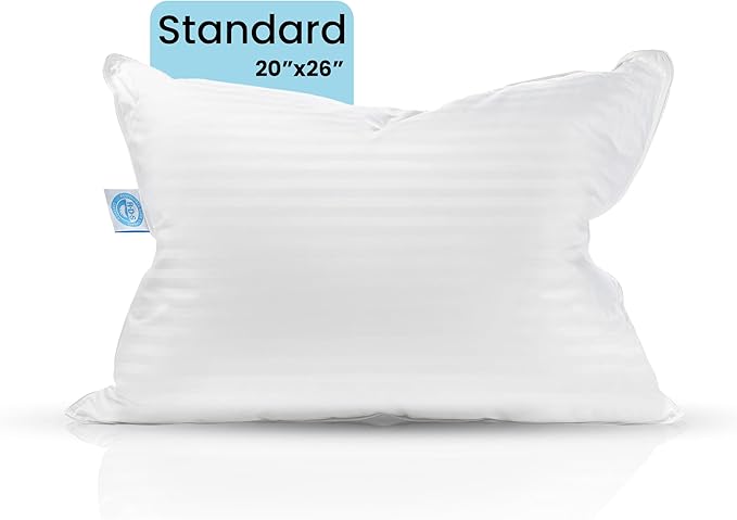 East Coast Bedding Balanced Dream 50/50 Goose Feather Down Standard Pillow 20x26 Inch Medium Support with 100% Cotton Shell – Single Pack