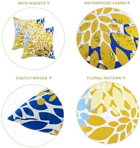 Outdoor Throw Pillows - Decorative Pillows with Insert Included Set of 2 Outdoor Pillows for Patio Furniture 18x18 Inch