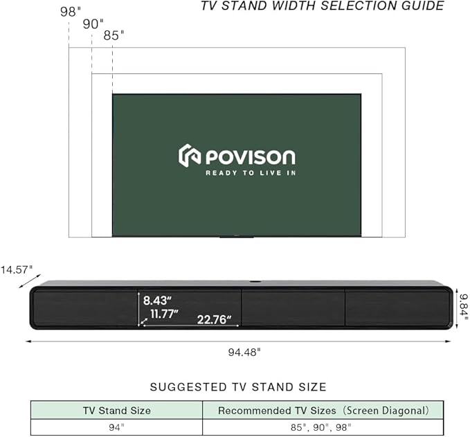 Fully-Assembled Minimalist Floating TV Stand, Modern Wall-Mounted Entertainment Center with 4 Flip-Down Cabinet Doors, Solid Wood Media Console, Black Oak, 94"