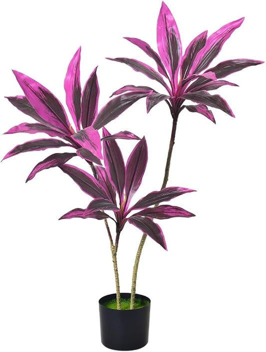 3FT Artificial Tree, Faux House Plants Evergreen Dracaena Marginata Fake Yucca Palm Trees in Pot Realistic Dragon Tree for Living Room Home Office Decor Indoor Outdoor(3Ft-1Pack)