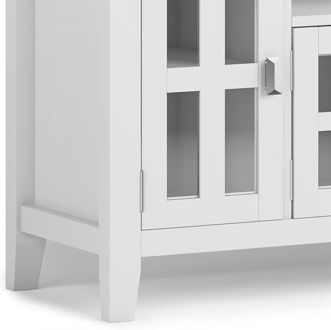 SIMPLIHOME Artisan SOLID WOOD 72 Inch Wide Contemporary TV Media Stand in White for TVs up to 80 Inches, For the Living Room and Entertainment Center