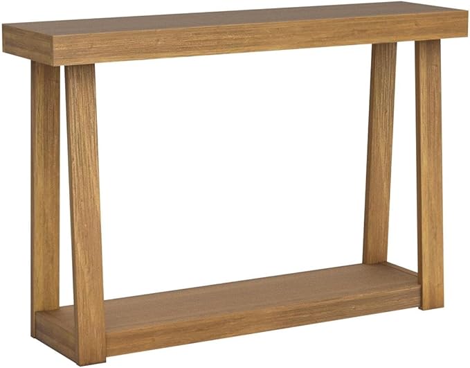 Plank+Beam Solid Wood Console Table with Storage, 46.25 Inch, Sofa Table with Shelf, Narrow Entryway Table for Hallway, Behind The Couch, Living Room, Foyer, Easy Assembly, Pecan