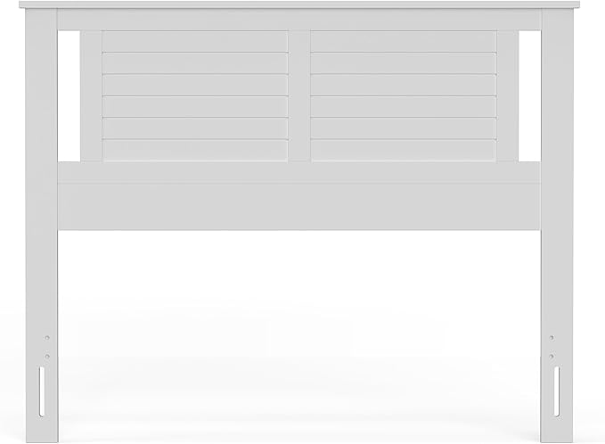 Serene Poplar Wood Full Headboard, Modern Farmhouse Panel with Horizontal Scoring, Full Size Headboard in White, Casual Coastal Style, Easy Assembly, Quality Materials