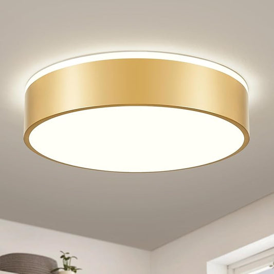 Gold LED Flush Mount Ceiling Lights, Modern Dimmable 5CCT Close to Ceiling Light, Minimalist Overhead Round Kitchen Lighting Fixtures for Bedroom Hallway Entryway Living Room, 15.8 Inch