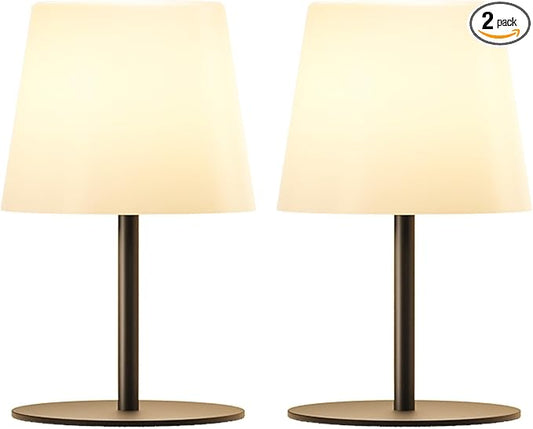 EZVALO Outdoor Cordless Table Lamp, IP65 Waterproof 4500mAh Rechargeble Shower Lamp, Dimmable Touch Lamp, LED Night Light Lamp for Bathroom Patio Camping Restaurant Home 2 Pack(Black)