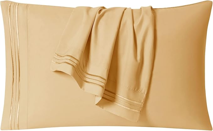 Clara Clark Premier 1800 Series 4pc Bed Sheet Set - Queen, Camel Gold