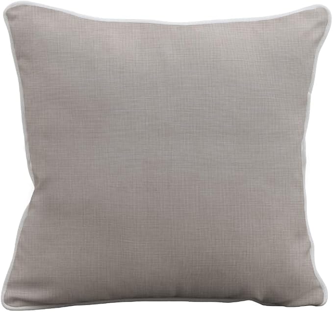 East Green 18 x 18 Square Outdoor Accent Pillow, Flax Tan with White Piping