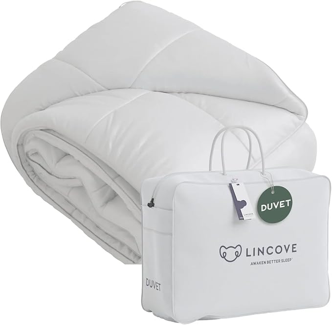 Lincove European Down Comforter King Size - Breathable, Ultra-Soft & Fluffy Comforter Filled with 100% Natural White Down, Luxury Hotel Collection All Season Duvet Insert with Corner Tabs