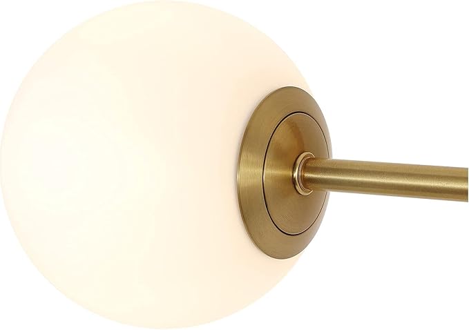 Modern Wall Sconce 2-Lights Industrial Mid Century Bathroom Vanity Wall Light with White Globe Glass Lampshade Brushed Brass Finished Lighting Fixture (Gold Color)
