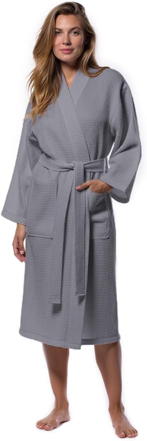 Turquaz Lightweight Full-Length Robes For Women Waffle Kimono Bathrobe - Soft, Fast-Drying, Long-Lasting Cotton Blend Unisex