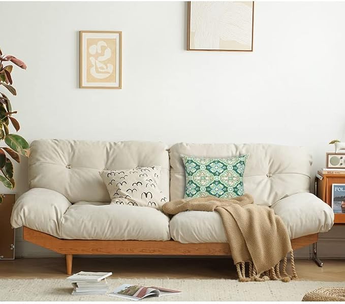 FUNHOME Outdoor Pillow Covers ONLY, No Insert! Pack of 2 Square Throw Pillow Covers, Decorative Water-Repellent Modern Cushion Cases for Sofa Patio Couch Decoration 18 x 18 Inch-Green Medal