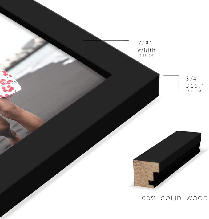 Renditions Gallery 8x10 inch Picture Frame High-end Modern Style, Made of Solid Wood and High Definition Glass Ready for Wall and Tabletop Photo Display, Black Frame