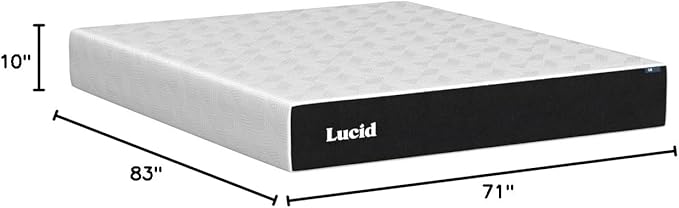 LUCID 10 Inch Memory Foam Mattress - Firm Feel - Infused with Bamboo Charcoal and Gel - Bed in a Box - Temperature Regulating - Pressure Relief - Breathable - California King Size