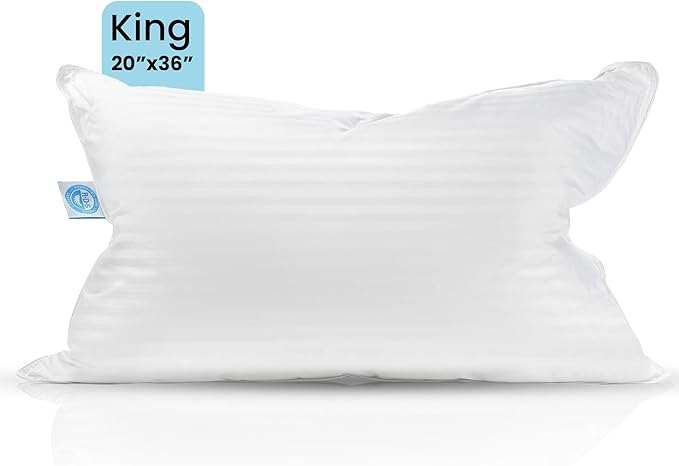 East Coast Bedding Balanced Dream 50/50 Goose Feather Down King Pillow 20x36 Inch Medium Support with 100% Cotton Shell – Single Pack