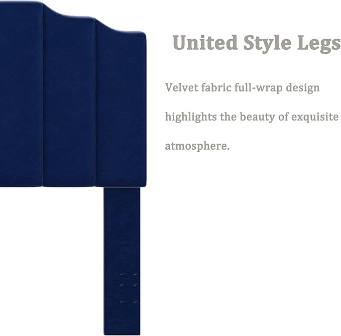 Queen Size Headboard Only, Velvet Wall Mounted Headboard Queen/Full Size for Adjustable Bed, Modern Vertical Channel Design with Curved Upholstered Head Board, Royal Blue