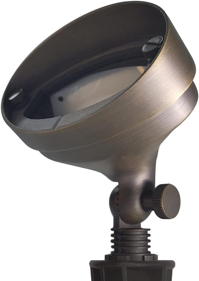 COLOER Die-cast Brass Landscape Flood Light Outdoor,9-17 Volt Low Voltage Wall Wash Lighting,Outdoor LED Floodlight Fixture for Illuminating Signs, Walls and Plant Material(501B,1-Pack Without Bulb)