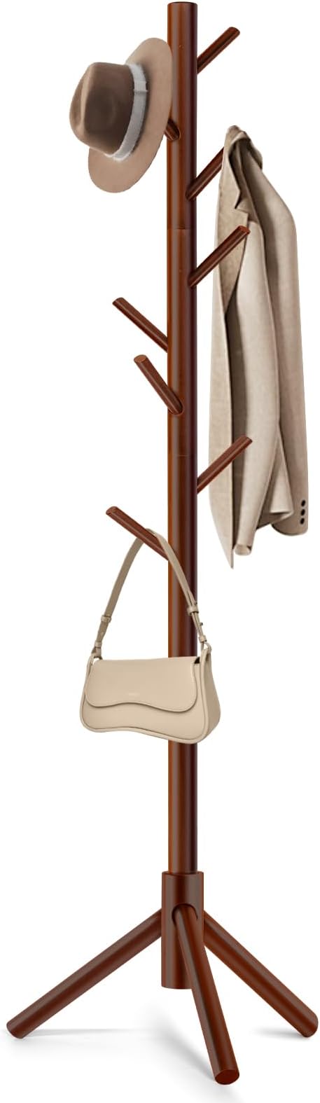 Coat Rack, Freestanding Coat Rack with 8 Hooks and 3 Adjustable Size Tree Coat Racks for Bedroom, Hallway, Entrance, Office, for Hats, Coats, Scarves, Handbags