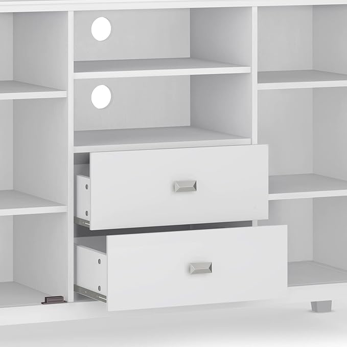 SIMPLIHOME Artisan SOLID WOOD 53 Inch Wide Contemporary TV Media Stand in White for TVs up to 60 Inches, For the Living Room and Entertainment Center