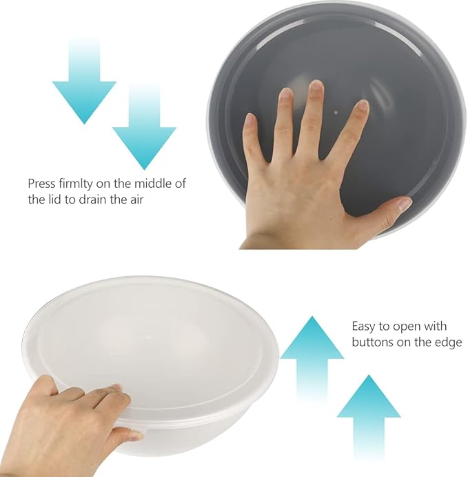 BoxedHome BPA Free Plastic Round Mixing Bowl with Lids, 12 Pack Nesting Bowls with Lids Set, Microwave and Dishwasher Safe Prep & Serving Bowls Great for Mixing, Baking, Serving (Grey, 12pcs)