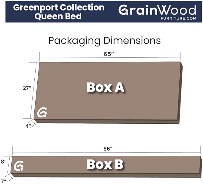 Grain Wood Furniture Greenport Solid Wood Platform Bed, Queen Size, Brushed Grey