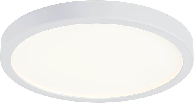 10 Inch LED Flush Mount Ceiling Light, Slim Dimmable Round Ceiling Light Flush Mount for Kitchen, Bedroom, Metal and Glass, Low Ceiling, White, 17W, 3000K