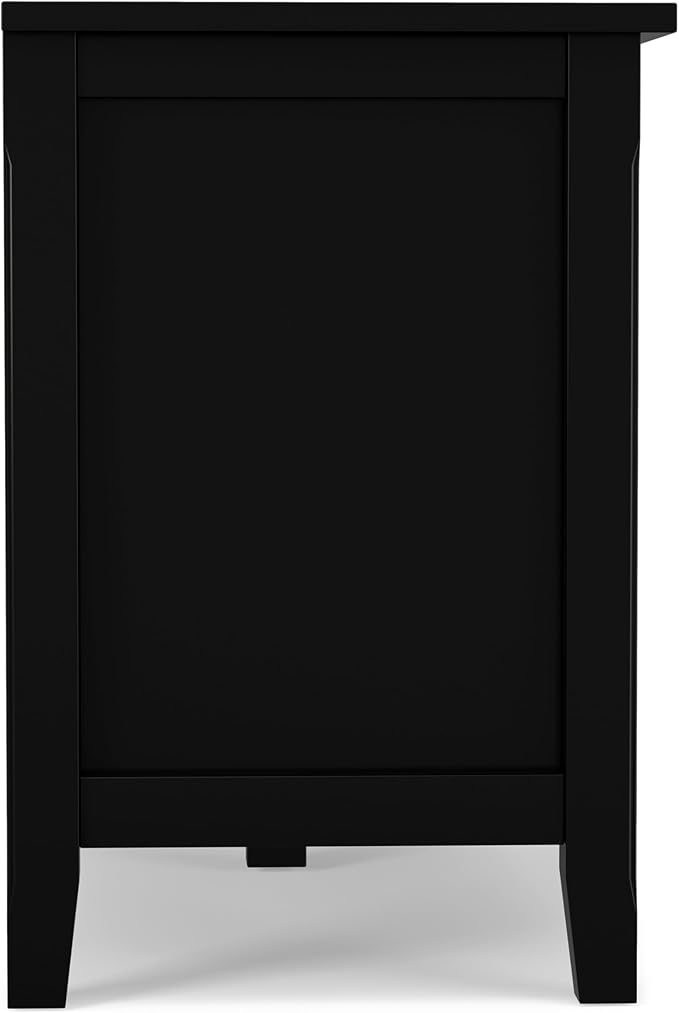 SIMPLIHOME Artisan SOLID WOOD 72 Inch Wide Transitional TV Media Stand in Black for TVs up to 80 Inches, For the Living Room and Entertainment Center