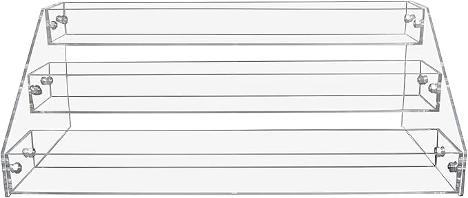 PMMASTO Tiered Spice Rack, Seasoning Organizer, Clear Acrylic Vertical Shelves Can Organizer for Countertop, Cabinet, Pantry, Kitchen Organization and Storage - 3 Tier