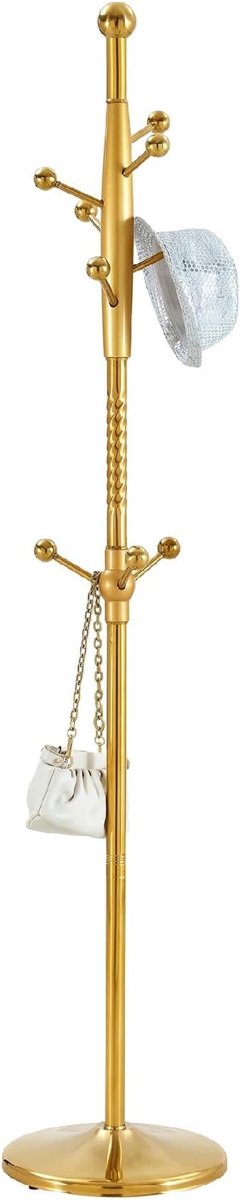 Solid Wood Coat Rack Freestanding, 77" Adjustable Hall Tree Hanger With Hooks, Coat Hanger Stand for Hanging Clothes Bags Hats in Living Room Bedroom