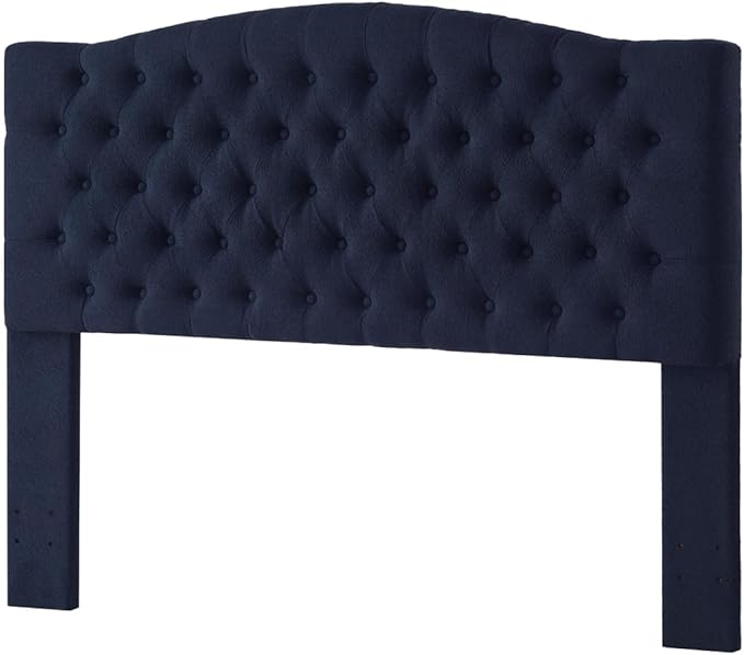 24KF Boucle Upholstered Tufted Button Queen Headboard and Comfortable Fashional Padded Queen/Full Size headboard,6025-Q-Boucle-Navy Blue