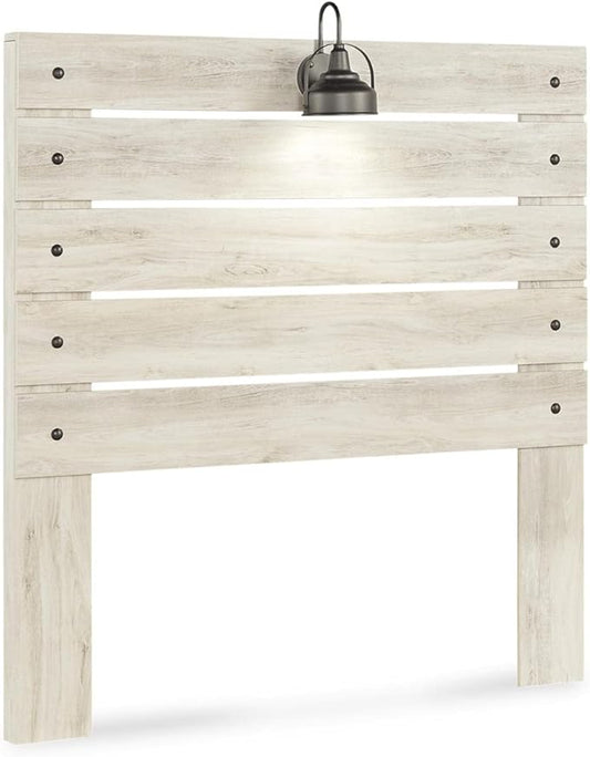 Signature Design by Ashley Cambeck Farmhouse Panel Headboard ONLY with USB Charging Stations, Full, Whitewash