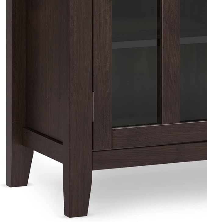 SIMPLIHOME Artisan SOLID WOOD 53 inch Wide Contemporary TV Media Stand in Dark Chestnut Brown For TVs up to 60 inches for the Living Room and Entertainment Center