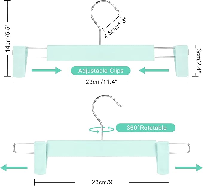 20 Pack Pants Hangers with Adjustable Non-Slip Clips Anti-Rust Hanging Hook for Trouser,Skirts,Jeans,Clothes Hangers Green