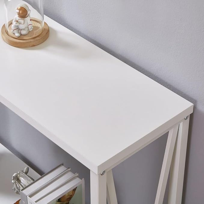 EXCEFUR Rustic Sofa Table, Industrial Console Table for Entryway, Wood and Metal Hallway Table for Living Room, White Oak