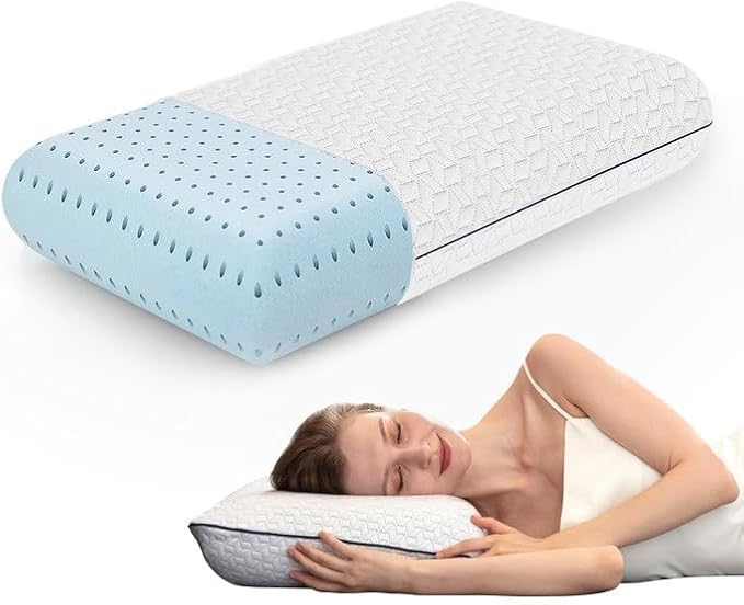 Vaverto King Size Gel Memory Foam Pillow: Ventilated, Orthopedic, Contoured Support, Cooling Design with Viscose Made from Bamboo Cover - Dorm Room Essential, Original White