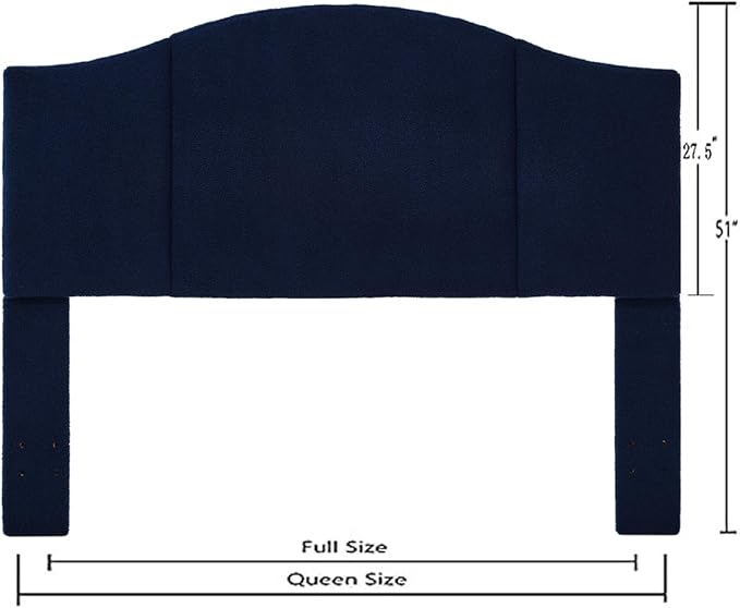 24KF Middle Century Upholstered Foldable Headboard, Modern Boucle Teddy Fabric Queen/Full Headboard 6033-Q-Navy