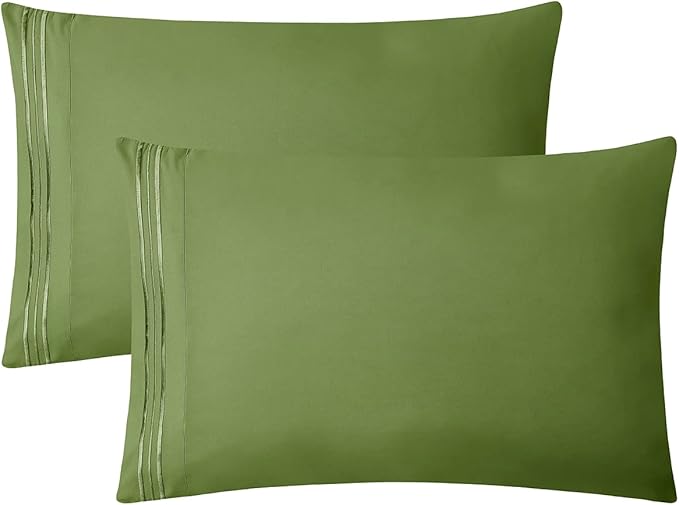 Clara Clark Bed Sheets, Premier 1800 Series 4 Piece Bed Sheet Set, Deep Pocket, Wrinkle, Fade, Stain Resistant, Luxury Soft Bedding Sheets & Pillowcases, Twin-XL, Calla Green