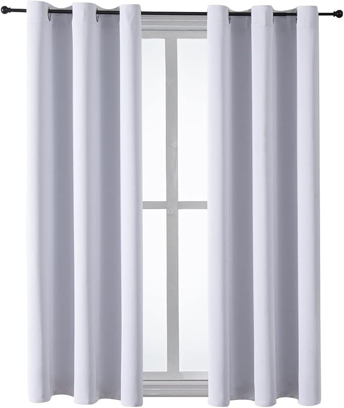 ChrisDowa Grommet Room Darkening Curtains for Bedroom and Living Room - 2 Panels Set Thermal Insulated Blackout Curtains (Greyish White, 38W x 54L)
