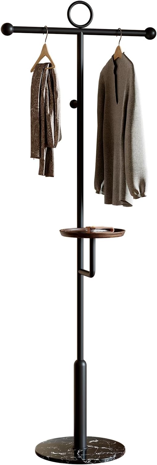 Coat rack freestanding Metal coat rack stand with round storage tray & Marble Base for Bags Hats Scarfs Purses Coat Hanger Stand Coat Tree for Home Office Hall Entryway