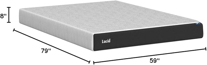 Lucid 8 Inch Queen Mattress - Firm Gel Memory Foam – Bamboo Charcoal Foam –Gel Infused- Hypoallergenic Mattress