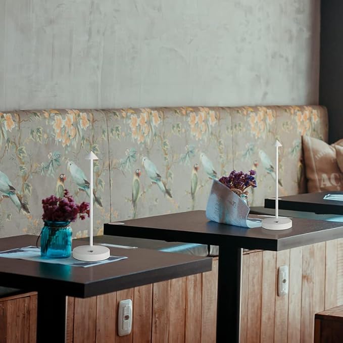 Cordless Table Lamps,Rechargeable Led Touch Bar Lamp, Portable Battery Desk Lamp,2 Level Brightness Dimmable Night Light,Minimalist Design, for Living Room/Restaurant/Couple Dinner/(White)