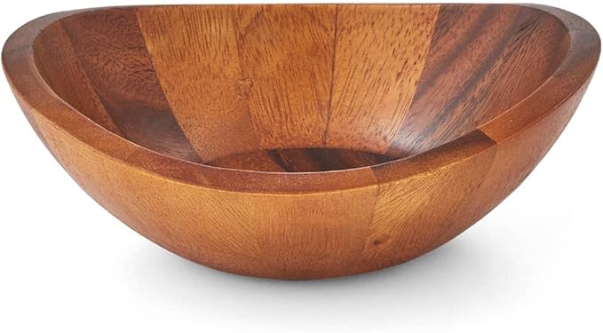 Nambe Braid Salad Bowls, Set of 4 - Designed by Sean O’Hara, Modern Scandinavian Acacia Wood Dining Bowls for Salads & Entertaining - Decorative Tableware for Serving Appetizers, Side Dishes, Snacks