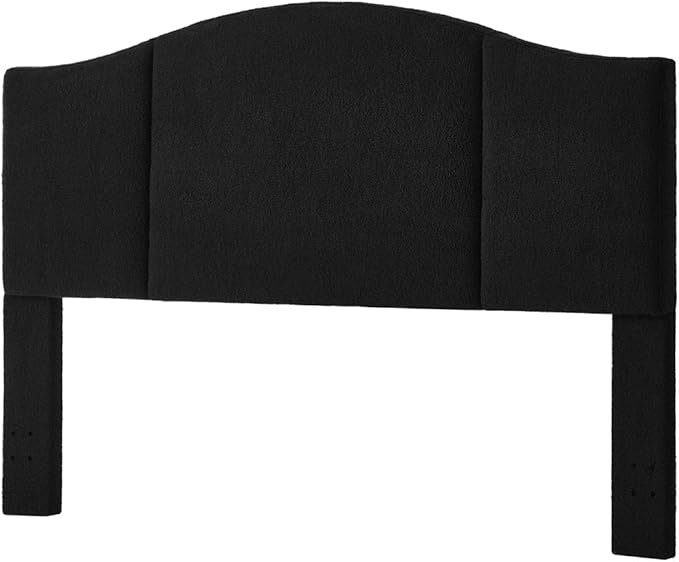 24KF Middle Century Upholstered Foldable King Headboard, Modern Boucle Teddy Fabric Headboard King/California King, 6033-K-Black